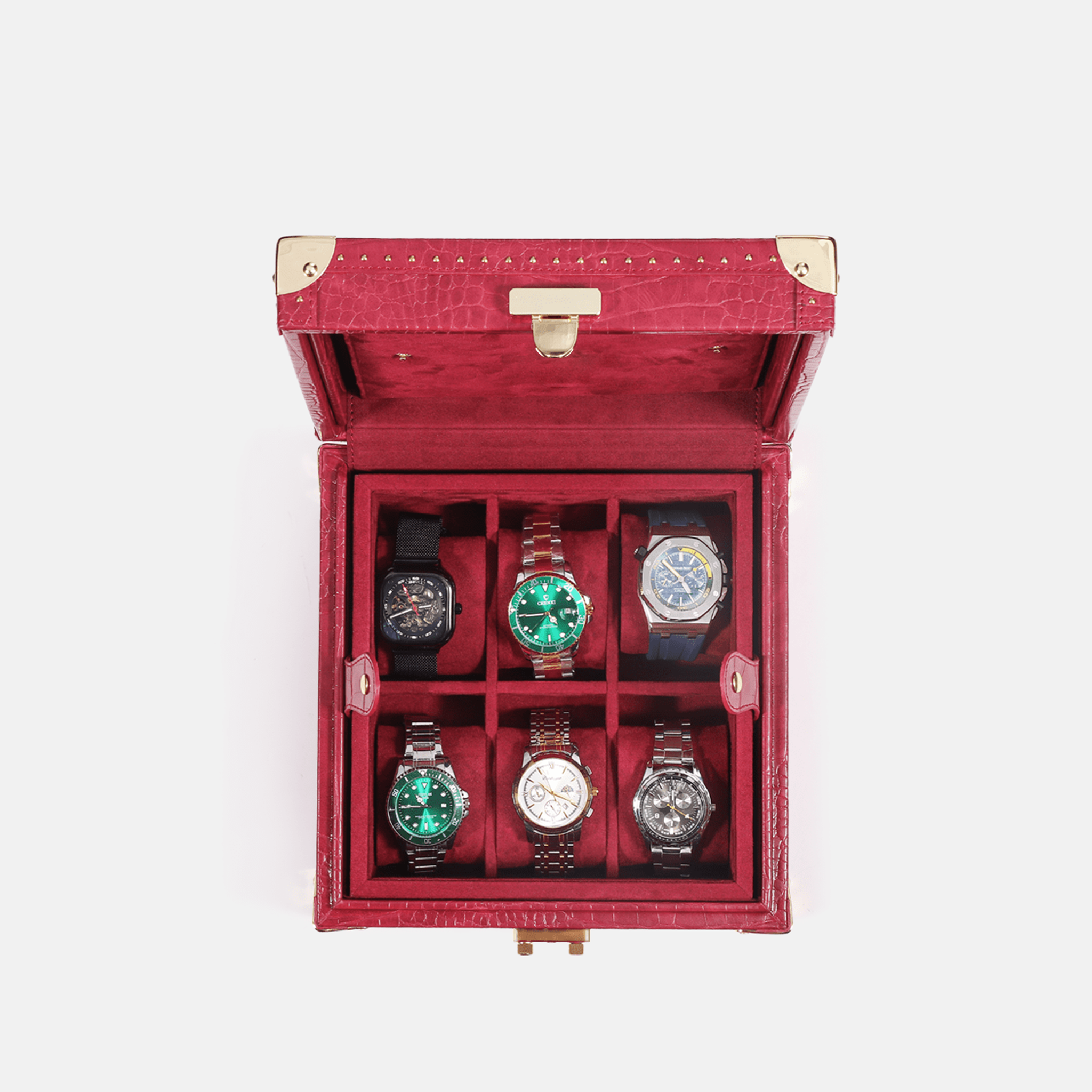 Crimson Crest 6 Piece Watch Box